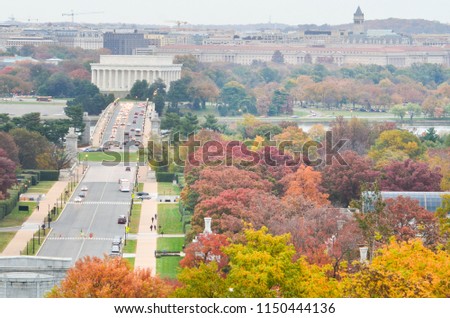 Washington DC skyline in autumn colors - United States of America
