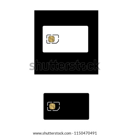 Black card with SIM card chip.free space for text.Sim Card with Holder