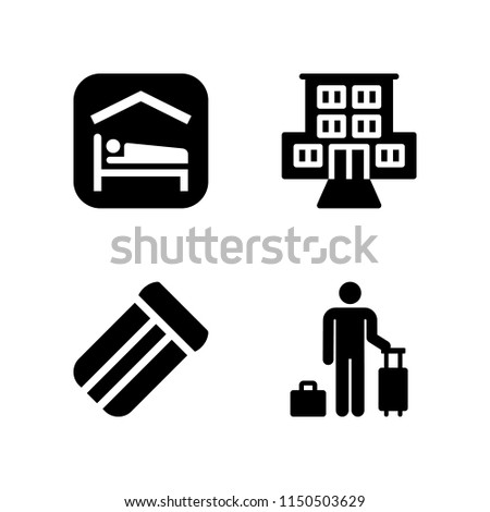 hotel icon. 4 hotel set with motel, accomodation, mattress and guest vector icons for web and mobile app Royalty-Free Stock Photo #1150503629