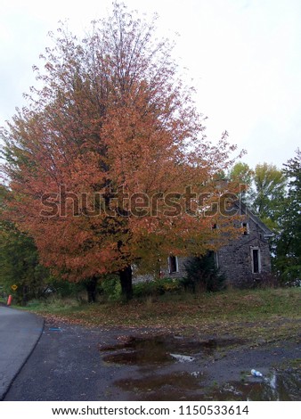 Autumn farm house scene