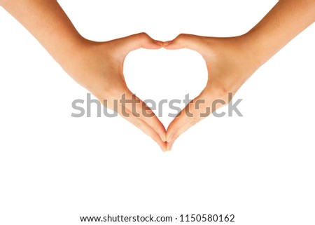 Hands making heart sign isolated on white background