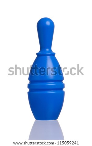 Single plastic skittle of toy bowling isolated on a white background
