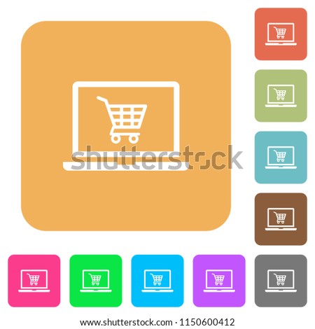 Webshop flat icons on rounded square vivid color backgrounds. Royalty-Free Stock Photo #1150600412