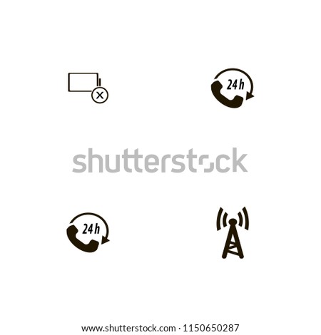 phone icons. empty battery, call center and wi fi vector icons set