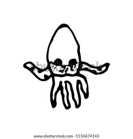Hand Drawn octopus doodle. Sketch style icon. Decoration element. Isolated on white background. Flat design. Vector illustration.