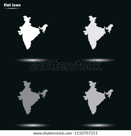 India map flat grayscale vector icon.