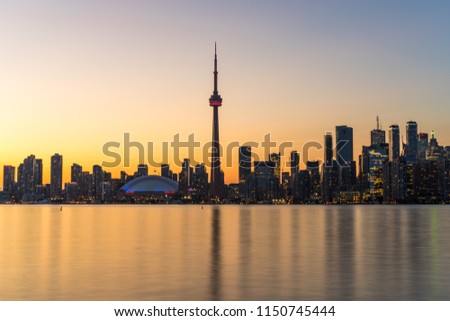 Toronto skyline sunset on a summer evening