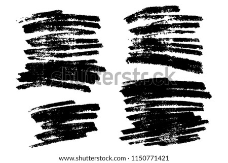 Vector set of hand drawn brush strokes and stains. One color monochrome artistic hand drawn backgrounds.