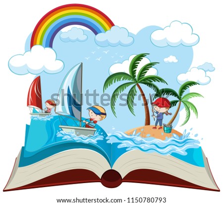 Open book sea activity illustration