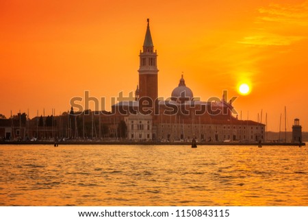 Venice's San Giorgio island under a setting sun