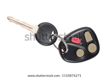 close up shot of plastic car keys with remote control