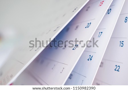 calendar page flipping sheet close up background