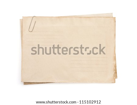 old vintage envelope isolated on white background