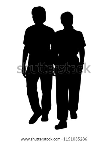 Two young woman silhouette vector. Person concept.