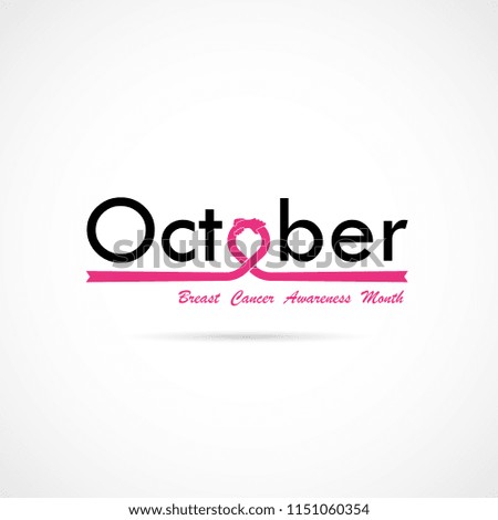 Breast Cancer October Awareness Month Typographical Campaign Background.Women health vector design.Breast cancer awareness logo design.Breast cancer awareness month icon.Realistic pink ribbon.Vector