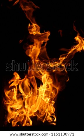 The texture of the flame on a black background
