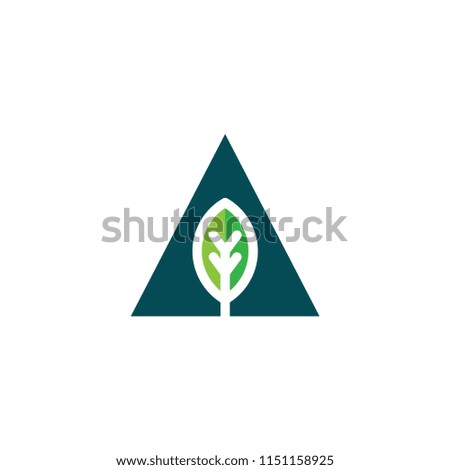 leaf green and tree logo template