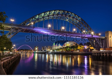 Looking across the River Tyne on the Quayside of Newcastle and Gateshead Royalty-Free Stock Photo #1151185136