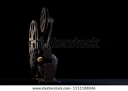film projector on black background