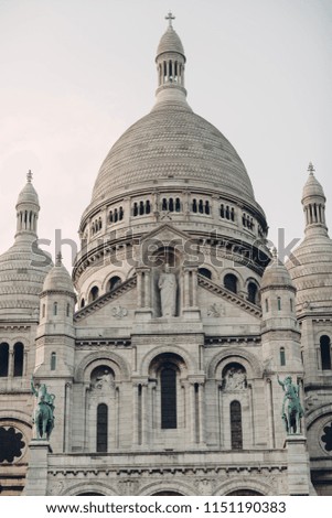 The Basilica of the Sacred Heart of Paris. Montmartre neighborhood.