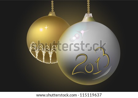 Shiny Christmas Balls 2013, Vector Illustration