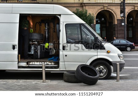 mobile van for tire fitting Royalty-Free Stock Photo #1151204927