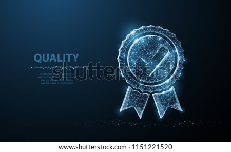 Low poly Quality icon check. Quality guarantee, premium choice, good product, choose warranty concept illustration or background Royalty-Free Stock Photo #1151221520