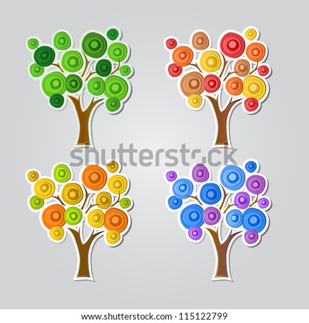 Set of vector decorative trees