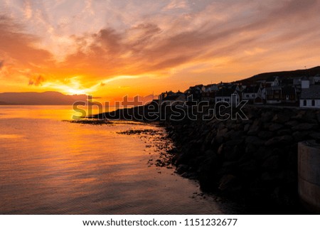 Sunset when leaving from Nolsoy, Faroe Islands