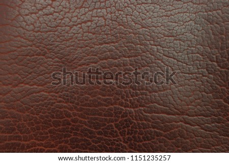 A close up picture of brown bison leather for a background texture. It is dark brown and shows the natural design of the animal skin and material.