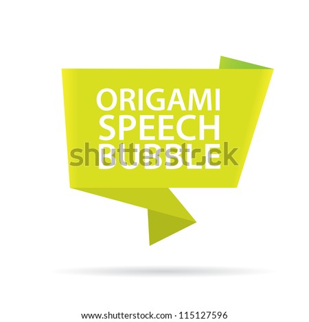 Abstract glossy green origami speech bubble. Vector abstract background. Green brochure.