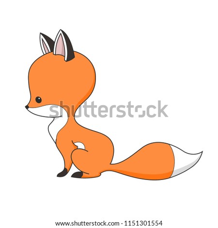 Vector red fox. Cute cartoon animal isolated on white