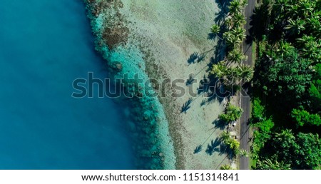  lagoon in aerial view, french polynesia
