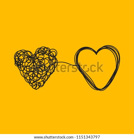 Entangled heart, coaching relationship, icon of psychologist, therapist, love and relationships. Vector illustration Royalty-Free Stock Photo #1151343797