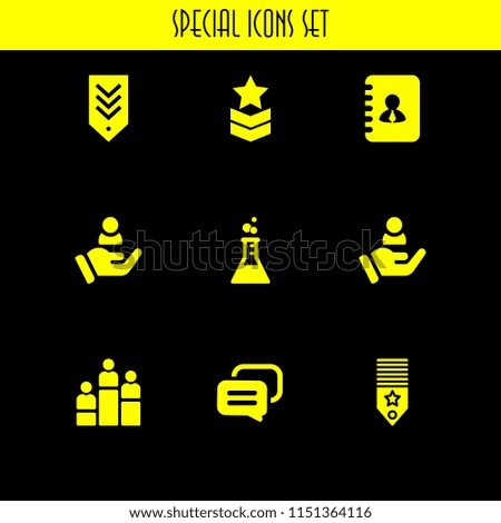 9 feedback icons in vector set. rank, talk, address and experiment illustration for web and graphic design