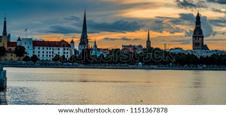 View on historical center of Riga - the capital of Latvia and the largest city of Baltic region widely known by its unique medieval and Gothic architecture

