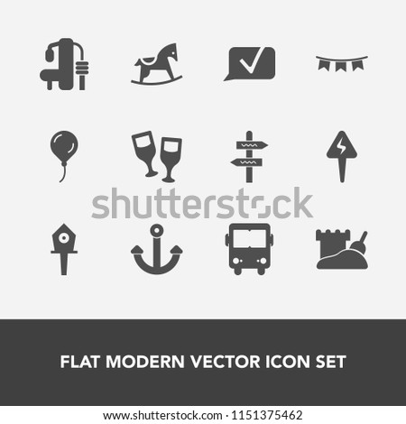 Modern, simple vector icon set with anchor, transport, direction, horse, machine, communication, child, bird, way, drink, sign, baby, weight, glass, bus, background, transportation, marine, wine icons