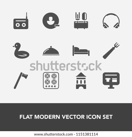 Modern, simple vector icon set with modern, wrench, kitchen, tower, furniture, cook, bird, communication, stove, service, broadcast, hammer, account, equipment, home, audio, technology, animal icons