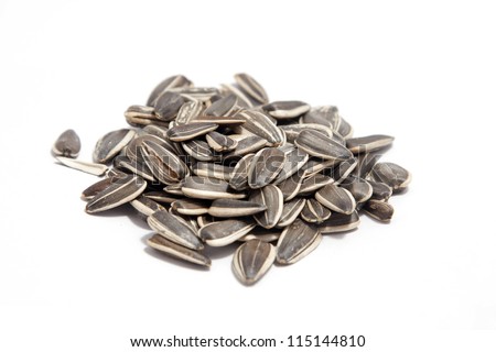 a pile of sunflower seeds isolated