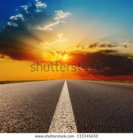 road to dramatic sunset