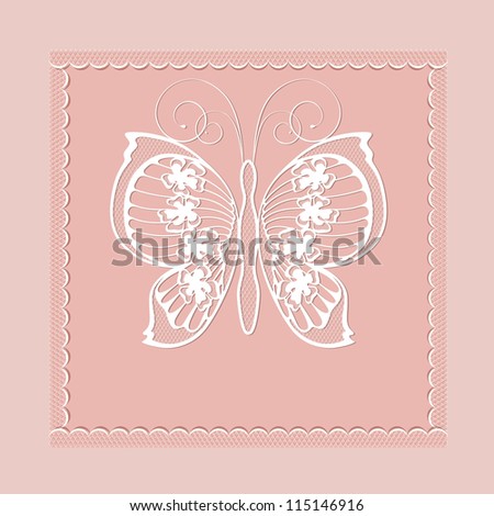 lace butterfly  on a pink background
