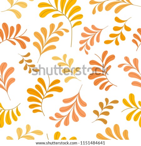 Vector Golden Floral Seamless Pattern. Decorative Plant Background. Cute Fabric Ornament texture with leaves and flowers.