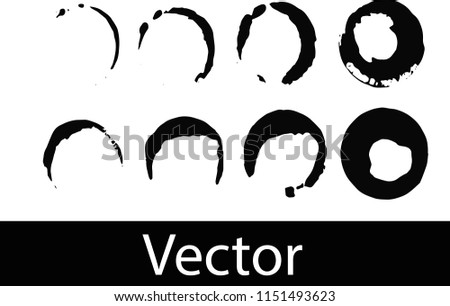 Black drink stains illustration on Transparent Background Isolated. Splash and blots concept for grunge design. Vector set of coffee ring stains.