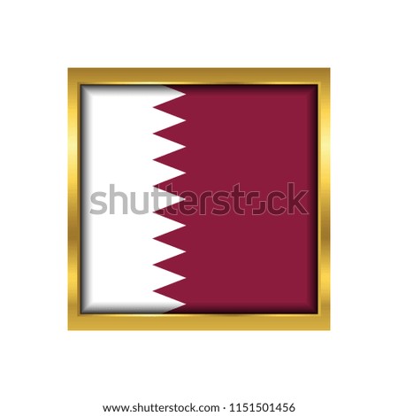 Qatar Flag Vector Square Icon - Illustration, Flag of Qatar. Abstract concept, icon,golden square, button. Raster illustration on white background.