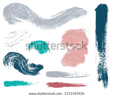 Paint lines grunge collection. Set of colorful grungy hand drawn brush strokes isolated on white. Abstract ink texture, design elements, borders or frames. Brush strokes set backgrounds.
