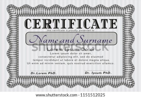 Grey Classic Certificate template. With quality background. Customizable, Easy to edit and change colors. Money design. 