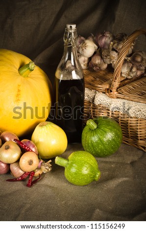 Still-life with vegetables in rural style