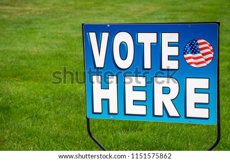patriotic election voting sign on green grass