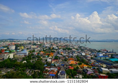 View of Songkhla City from top of Tangkuan Hill in Songkhla, Thailand