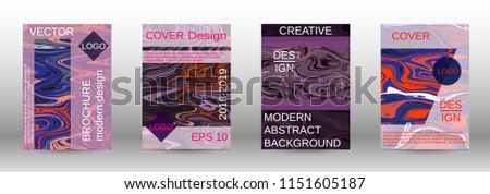 Marble texture covers set. Modern marble design with abstract lines. Creative fluid backgrounds from current forms to design a fashionable abstract cover, banner, poster, booklet. Vector illustration.